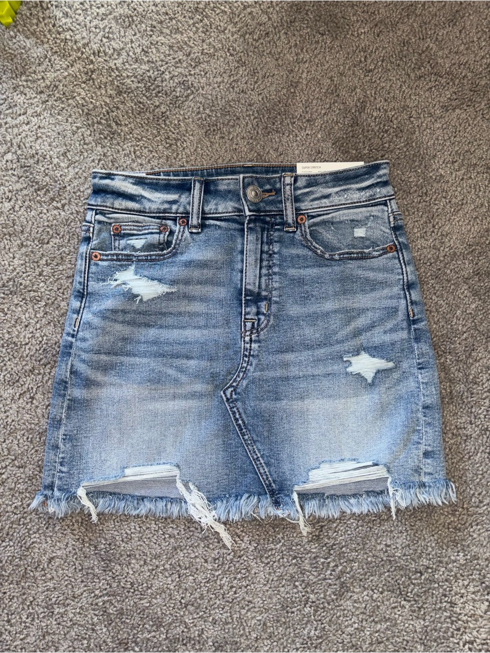 American Eagle Outfitters Light Blue Distressed Denim Mini Skirt